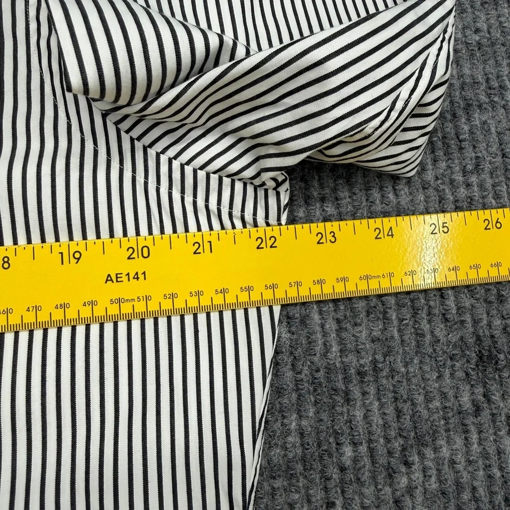 VTG Polo Ralph Lauren Shirt Mens Small Black White Pin Striped Peter Pan Collar